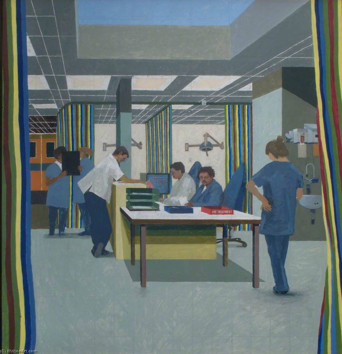 Treatment In Minors, Departure From Main Entrance, 2003 (a Set Of 7 Progress Paintings, Panel 6 Of 7) — Stephen Chaplin