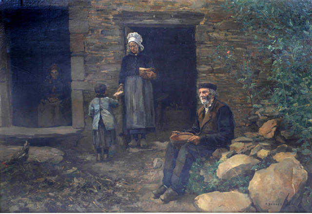 Feeding The Poor Before A Stone Barn — Pierre Emmanuel Damoye