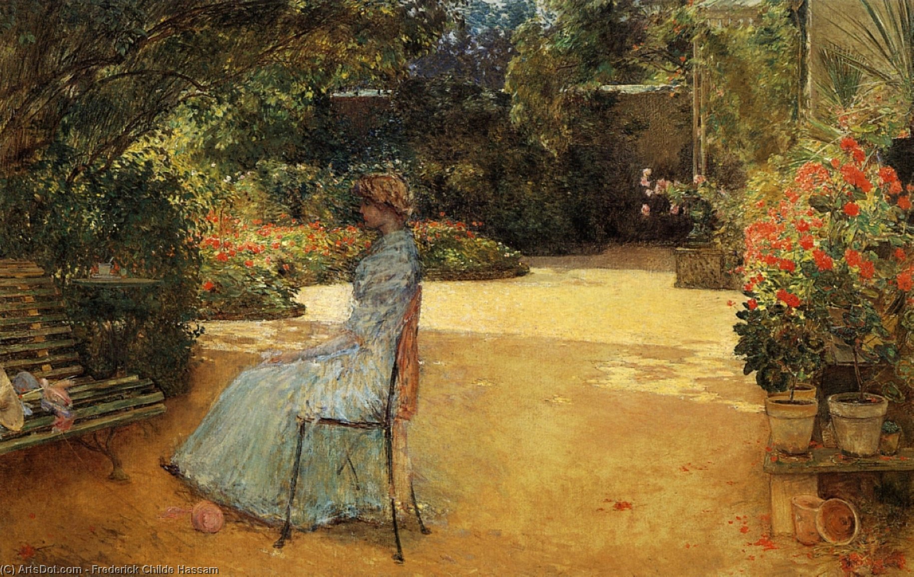 The Artist's Wife In A Garden, Villiers-le-bel — Frederick Childe Hassam