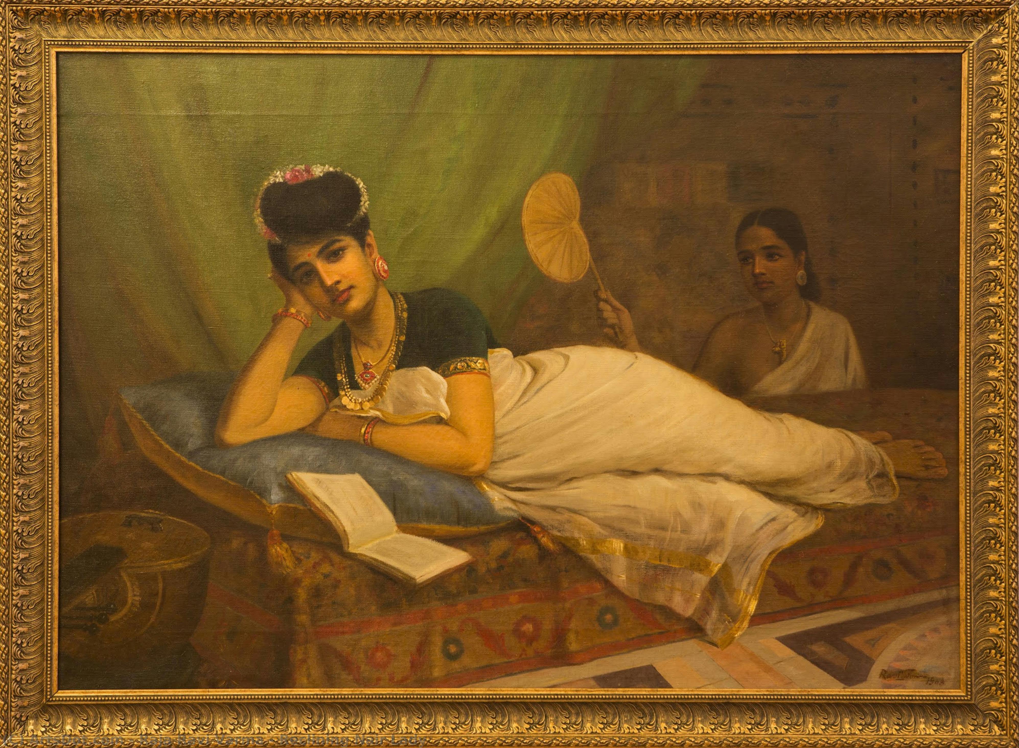 Reclining Nair Lady — Raja Ravi Varma