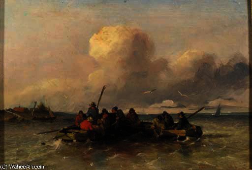 Sailors In Rowing Boats In A Breeze — Jan Weissenbruch