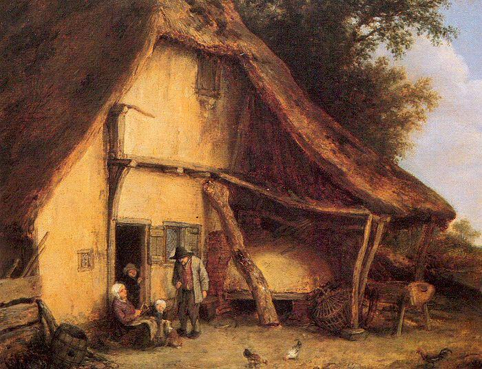 A Peasant Family Outside A Cottage — Adriaen Van Ostade