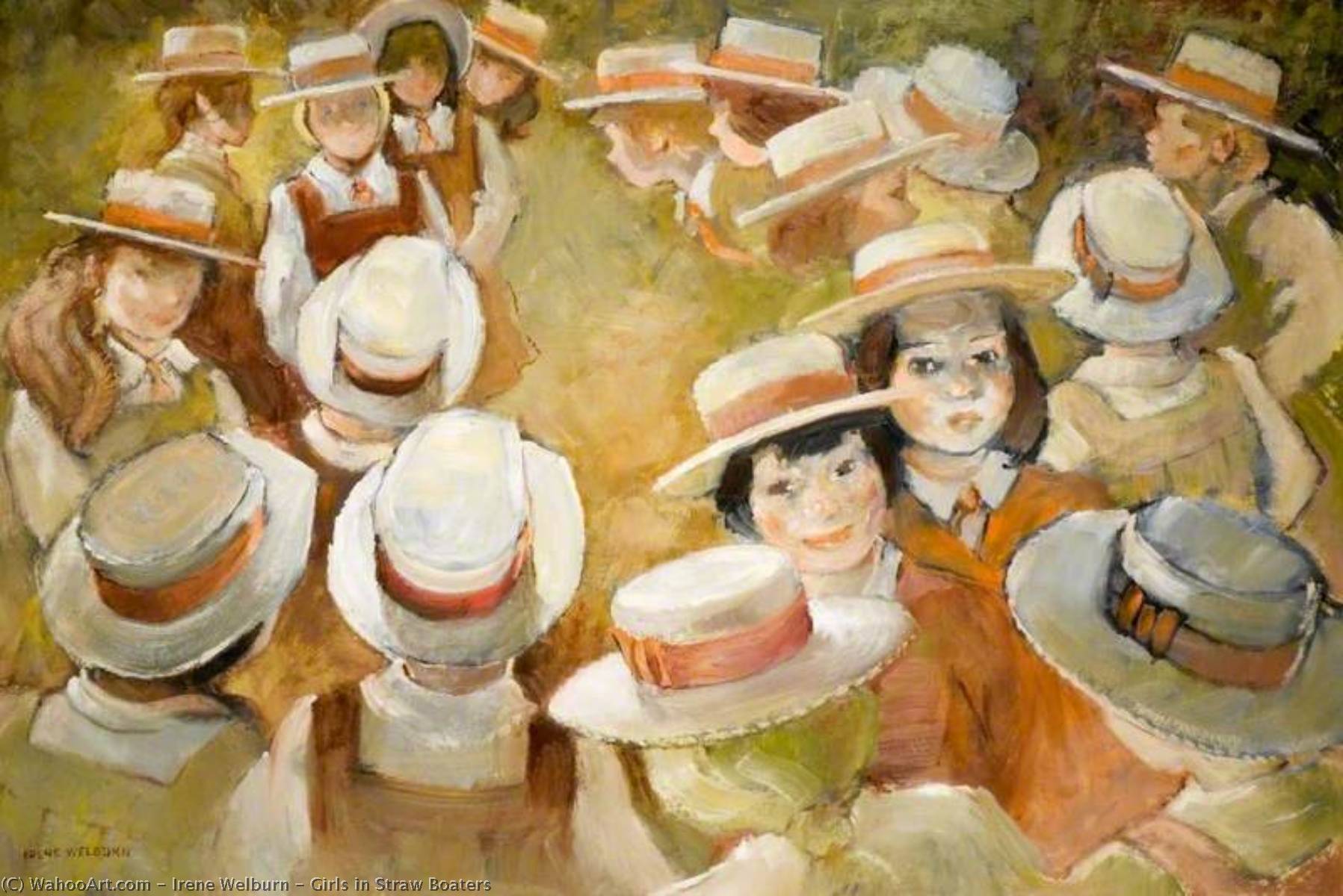 Girls In Straw Boaters — Irene Welburn