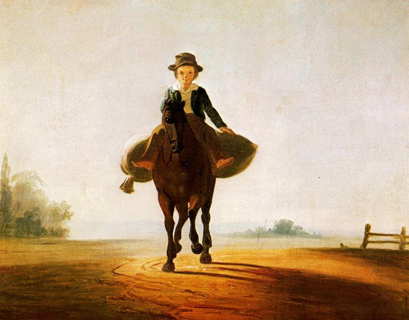 The Mill Boy. The Boonville Juvenile Clay Club Banner — George Caleb Bingham