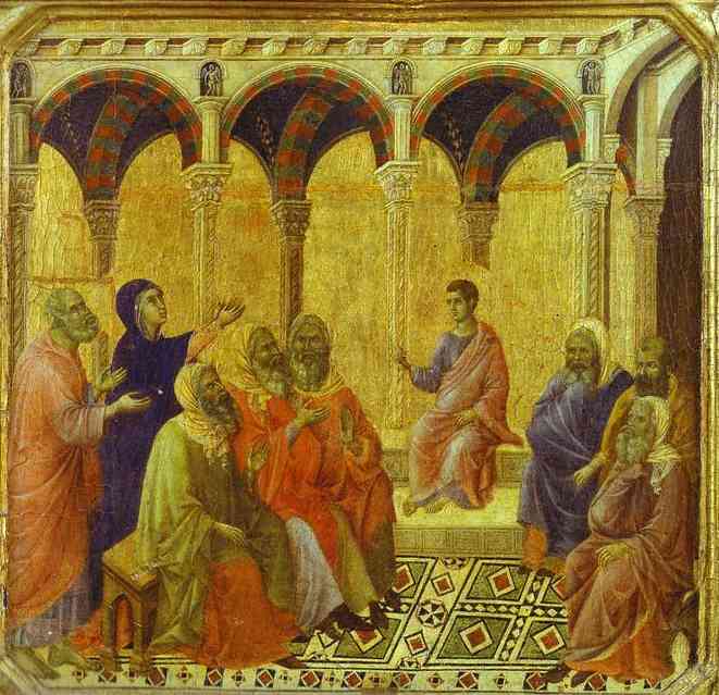 Maestó (front, Predella, Detail Of), Christ Disputing With The Scribes — Duccio Di Buoninsegna