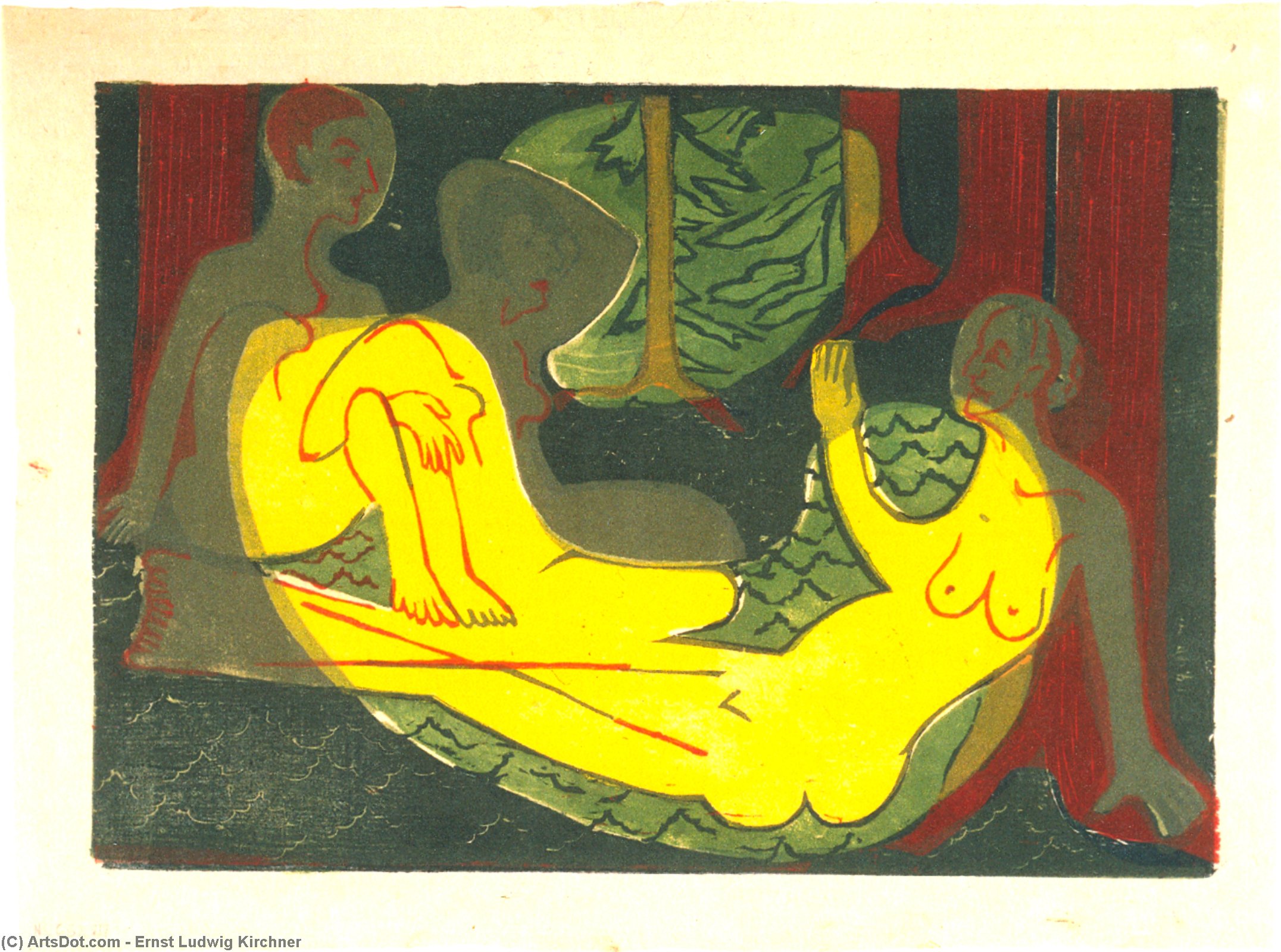 Three Nudes In The Forest — Ерnst Лудвиг Киршнер