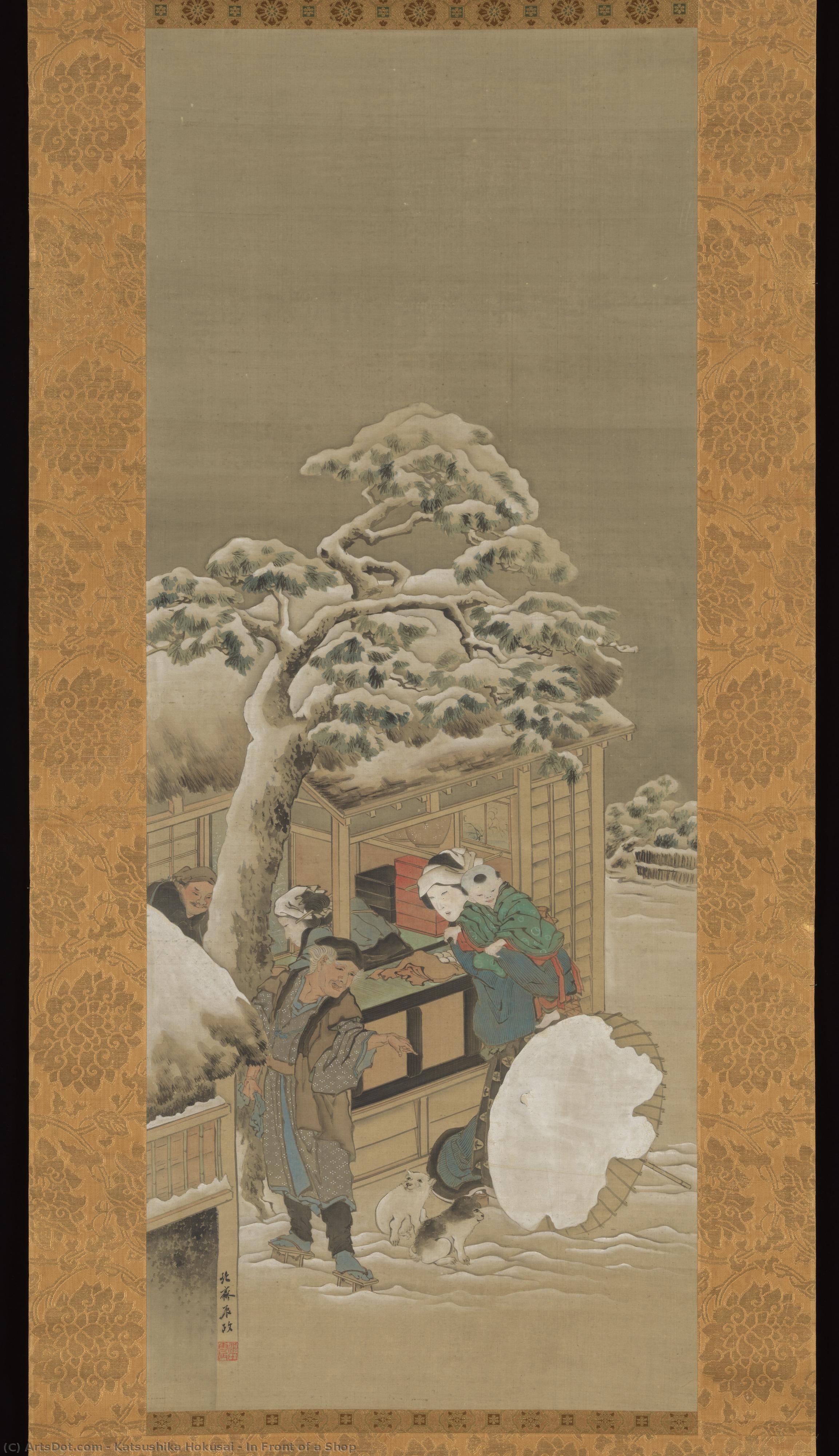 In Front Of A Shop — Katsushika Hokusai