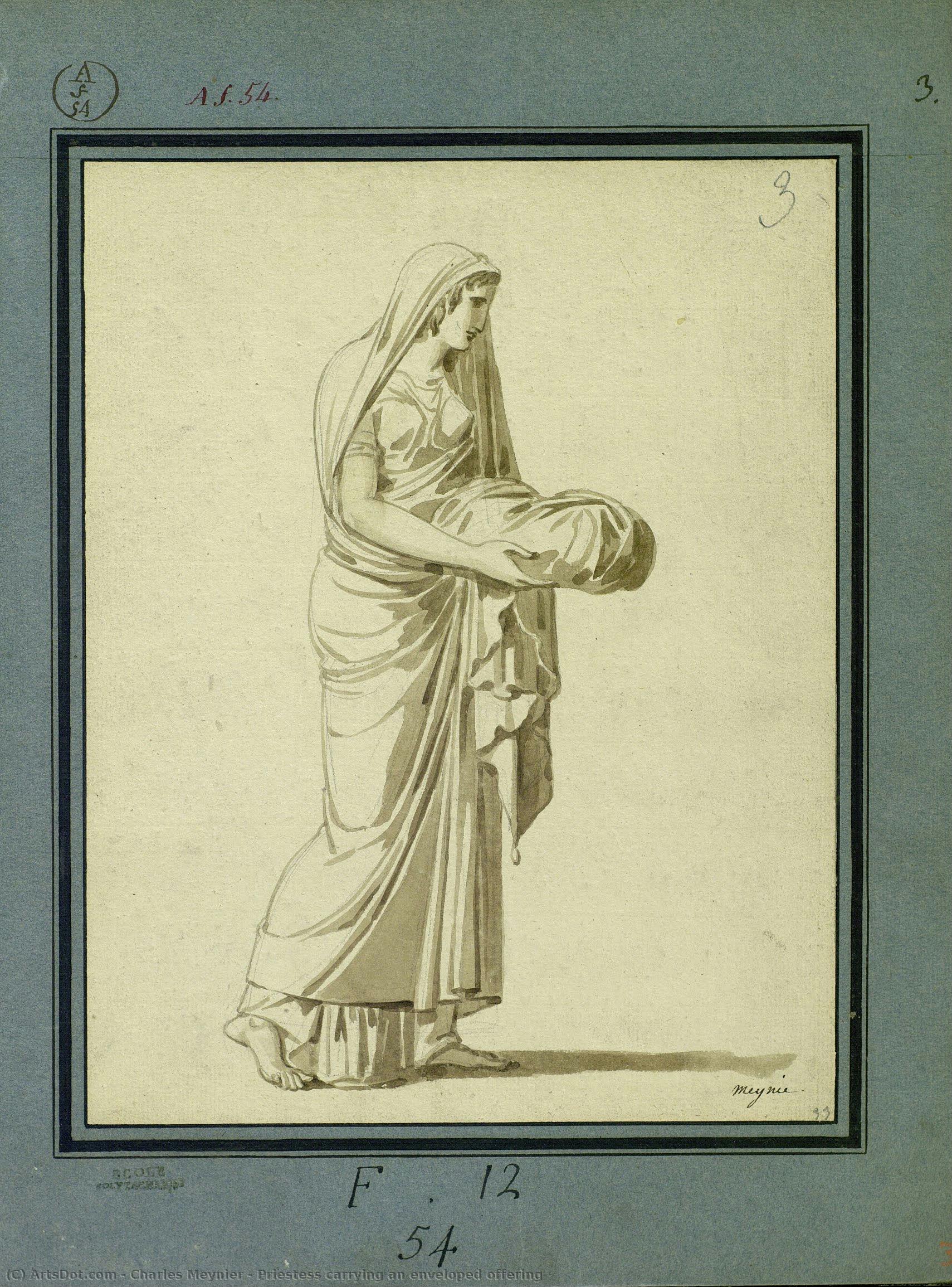 Priestess Carrying An Enveloped Offering — Charles Meynier