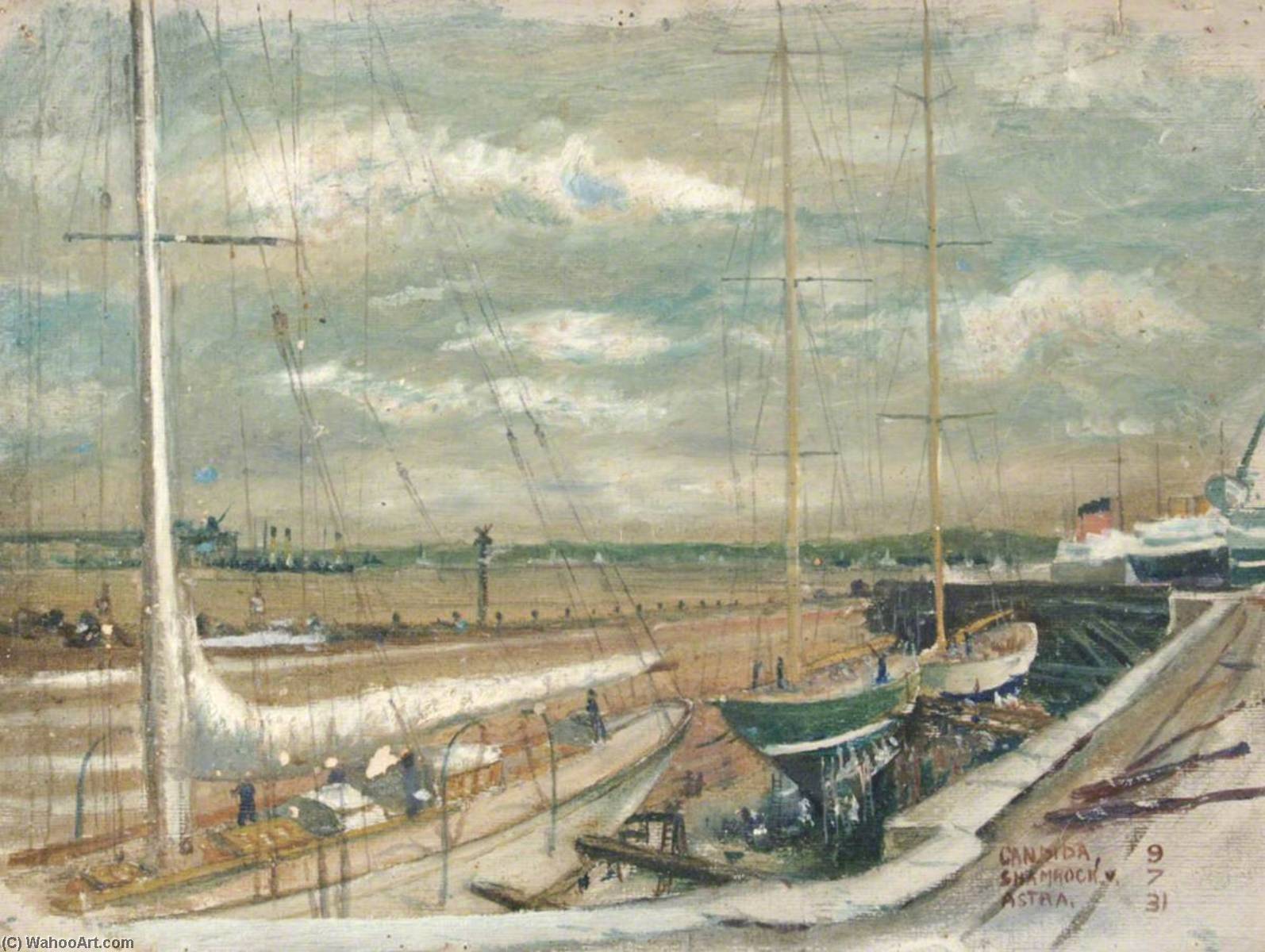 Yachts 'candda', 'shamrock' And 'astra' In Dry Dock — Arthur Cozens