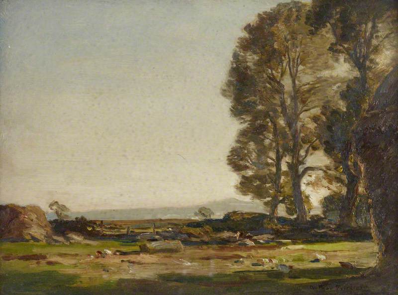 Flat Landscape With Trees And A Haystack — Arthur A Friedenson