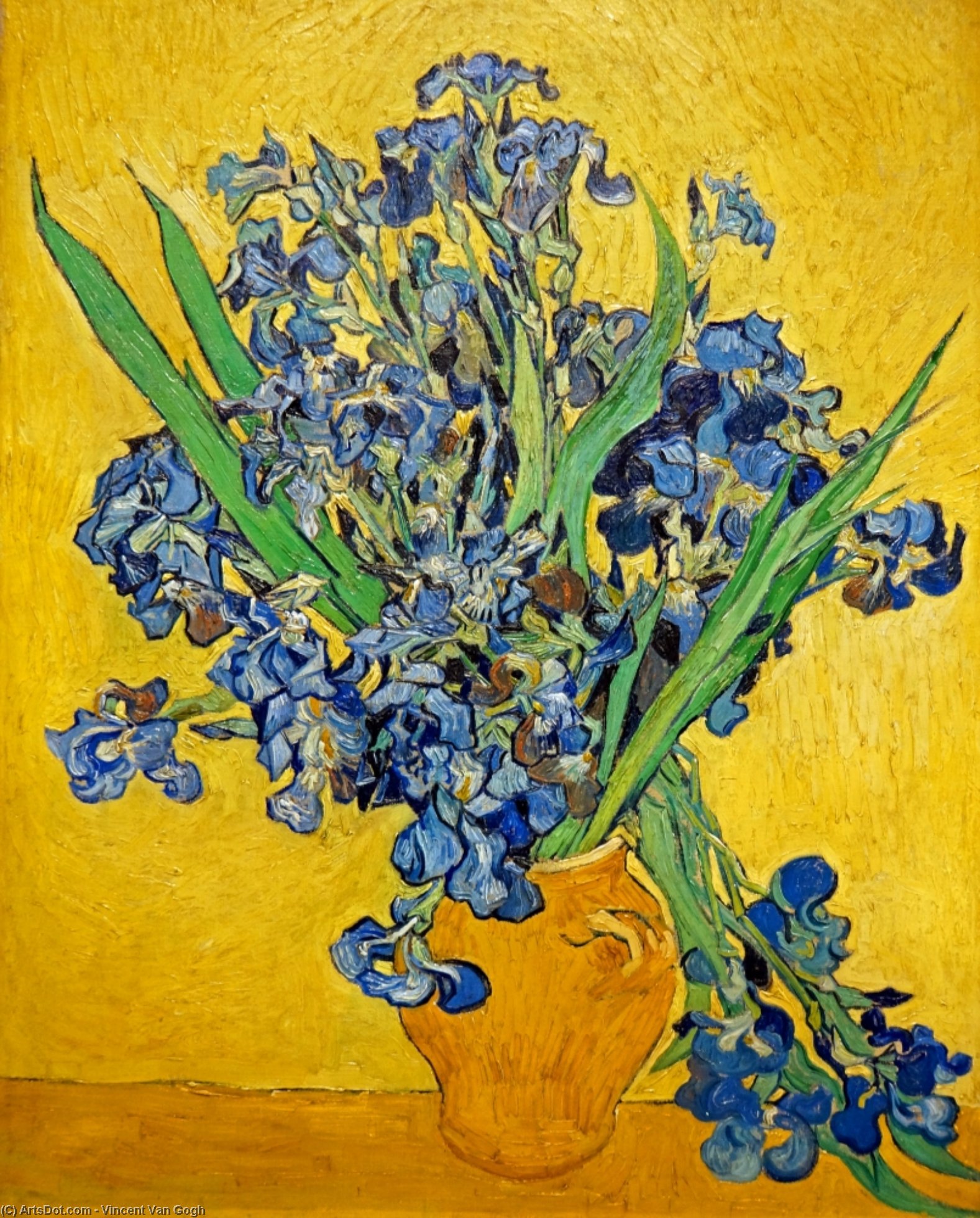 Jarrón Con Irisas Contra Un Fondo Amarillo — Vincent Willem Van Gogh