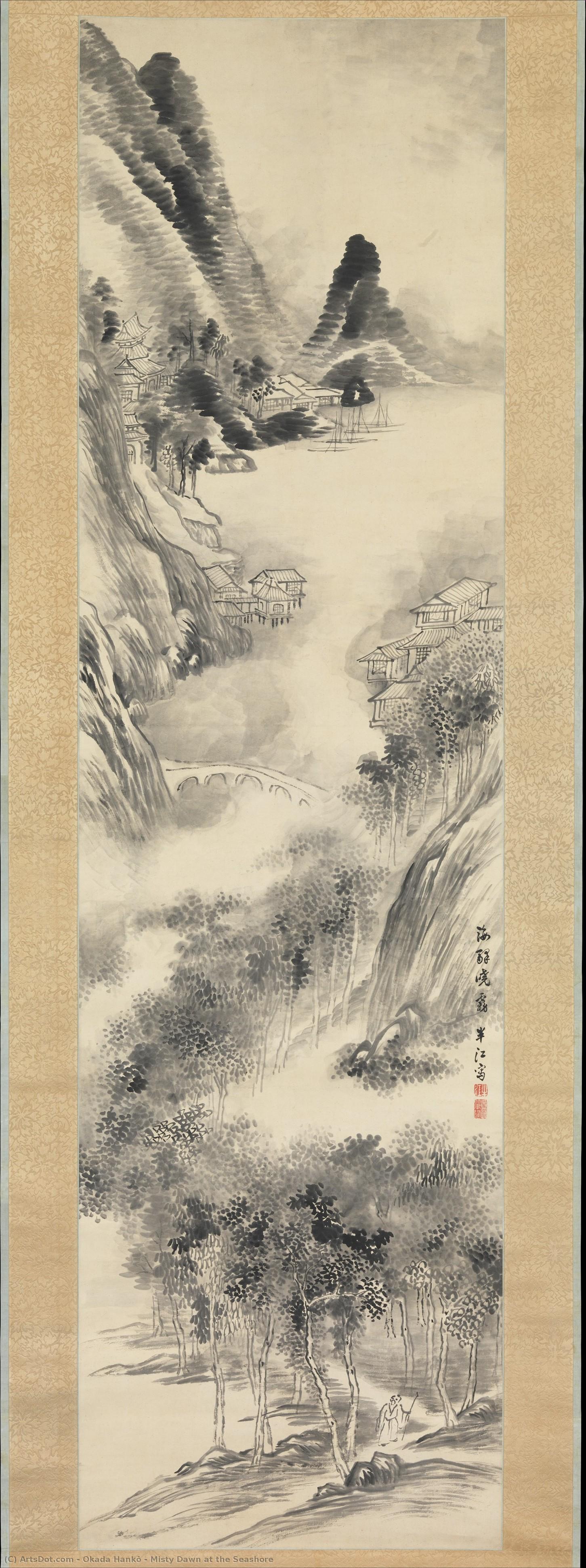 Misty Dawn At The Seashore — Okada Hankō