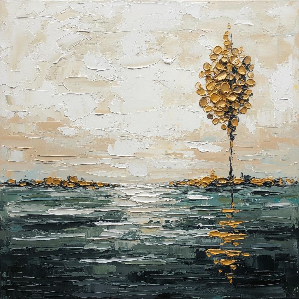 Gilded Solitude: A Monumental Study In Textured Earth And Ethereal Gold — Christian Noiret