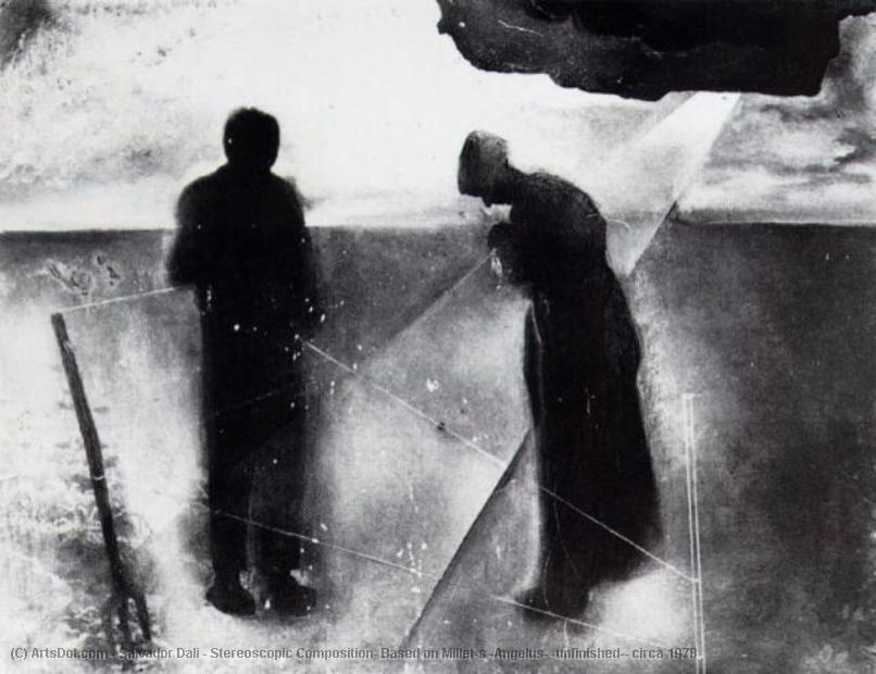 Composición Estereoscópica Basada En El Ángelus De Millet (incompleta), Aproximadamente 1978 — Salvador Dalí