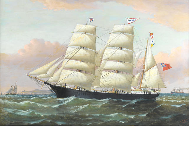 The Barque Wacissa In Full Sail And Calling For A Pilot Off The Coast, With The Pilot Cutter Approaching Off Her Starboard Bow — William H Yorke