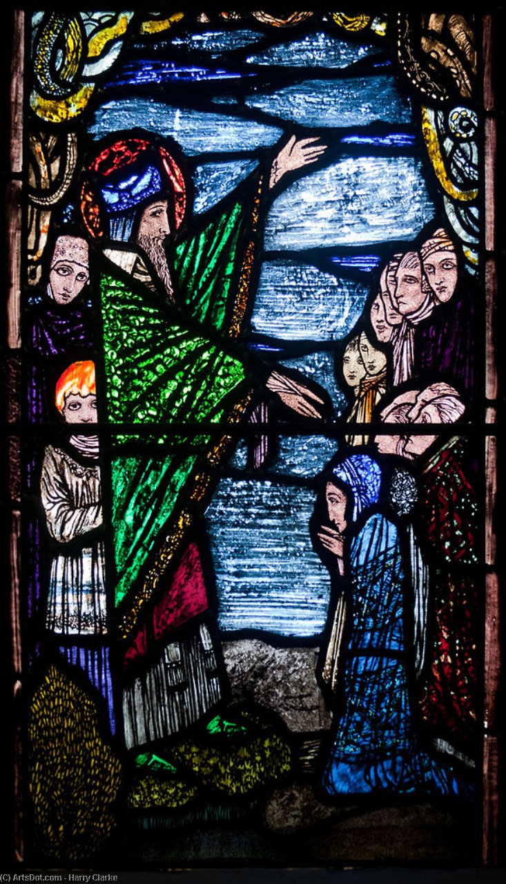 Ballinasloe St. Michael's Church South Aisle Fifth Window Sts Patrick And Rose Of Lima — Harry Clarke