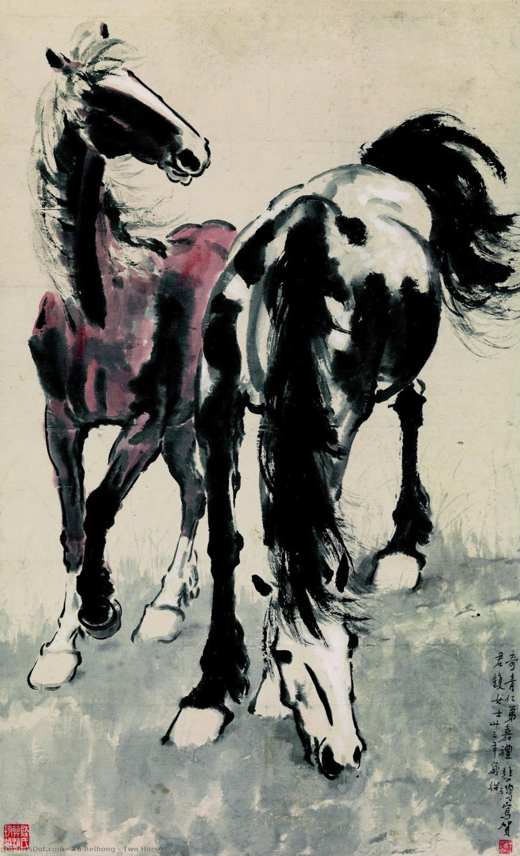 Two Horses — 徐悲鴻