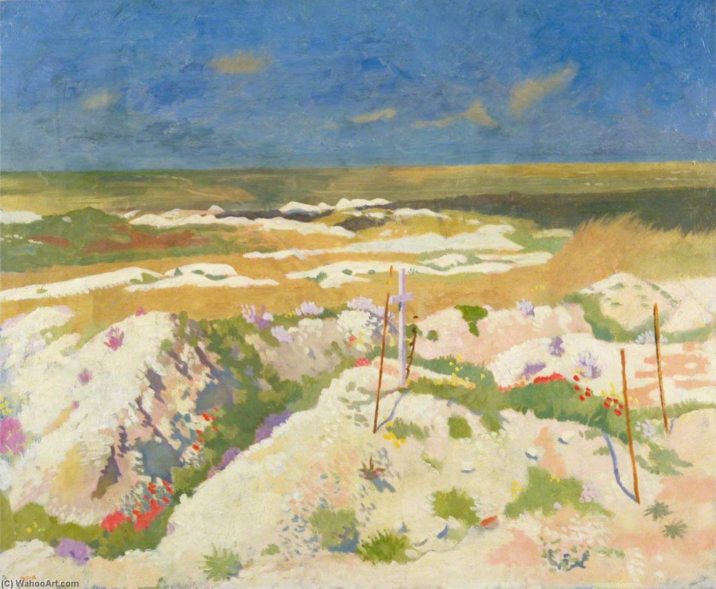 A Grave And A Mine Crater At La Boiselle, August 1917 — Sir William Newenham Montague Orpen