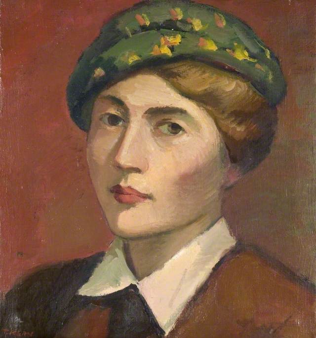 Head And Shoulders Portrait Of A Woman In A Green Hat — Theodor Kern