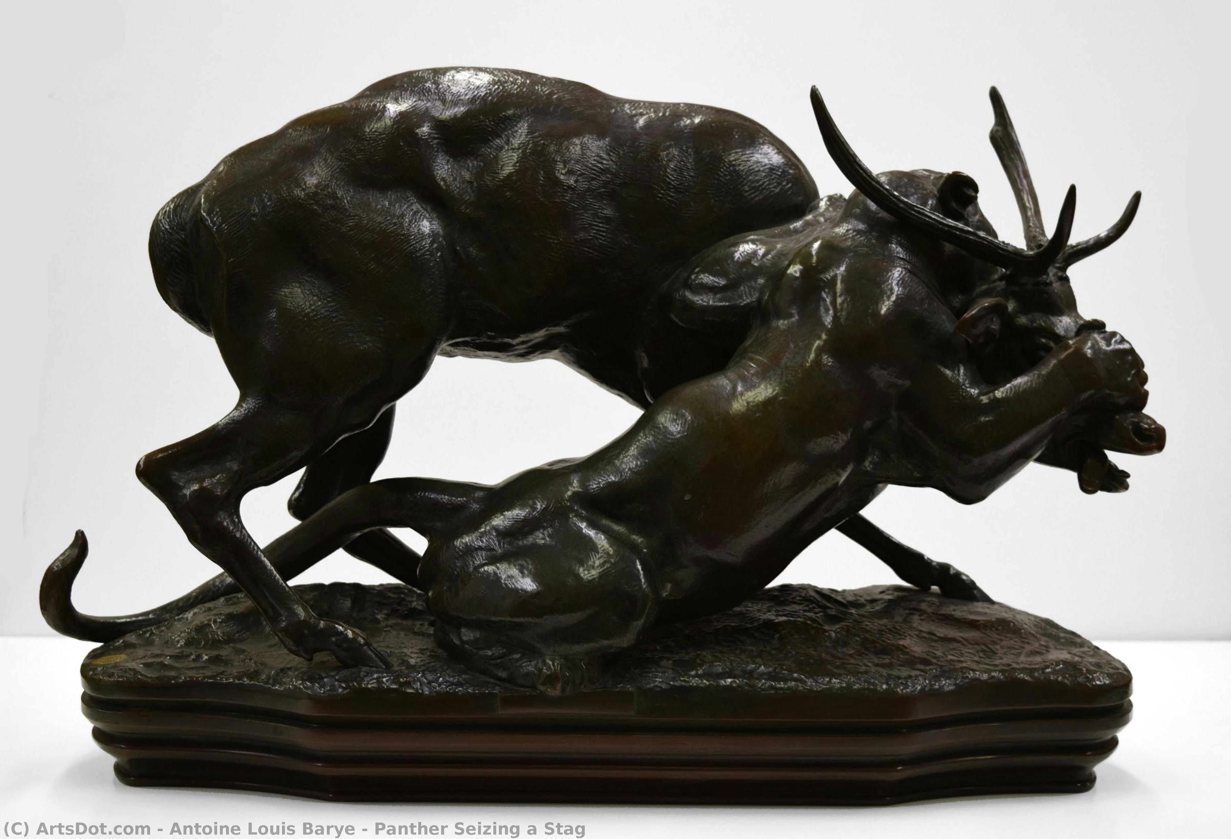Panther Seizing A Stag — Antoine-louis Barye