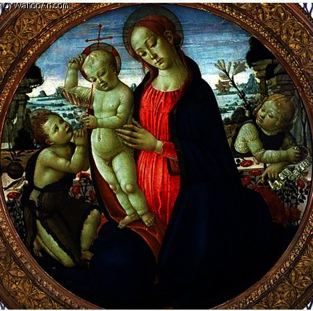 Madonna And Child With Infant St John The Baptist And Attending Angel — Jacopo Del Sellaio