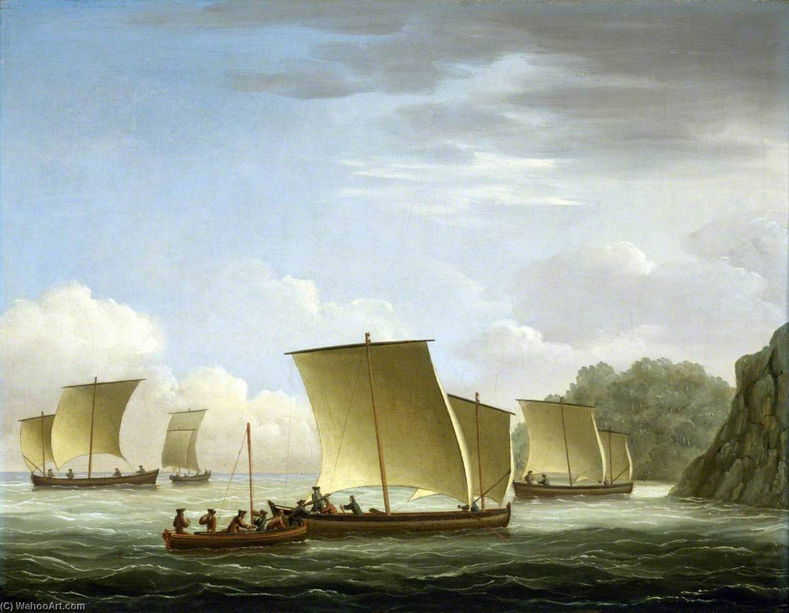 The Yawl Of The 'luxborough' Galley Arriving In Newfoundland, 7 July 1727 — John Cleveley The Elder