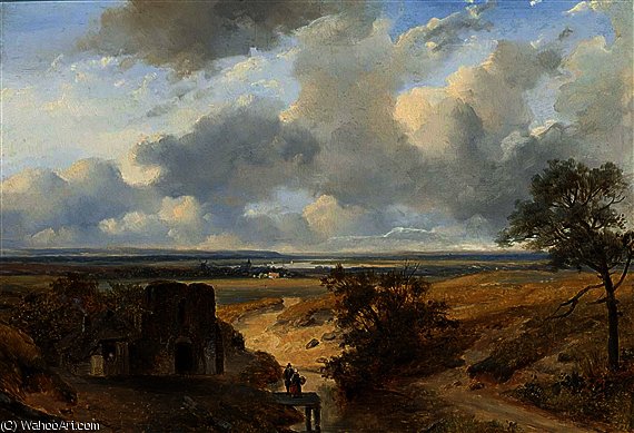 Figures In A Panoramic Summer Landscape — Nicolaas Johannes Roosenboom