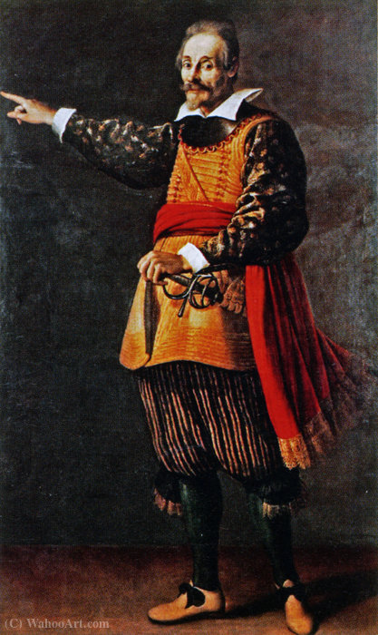 Portrait Painting Of The Italian Commedia Dell'arte Actor Francesco Andreini In The Costume Of Capitano — Jacopo Da Empoli