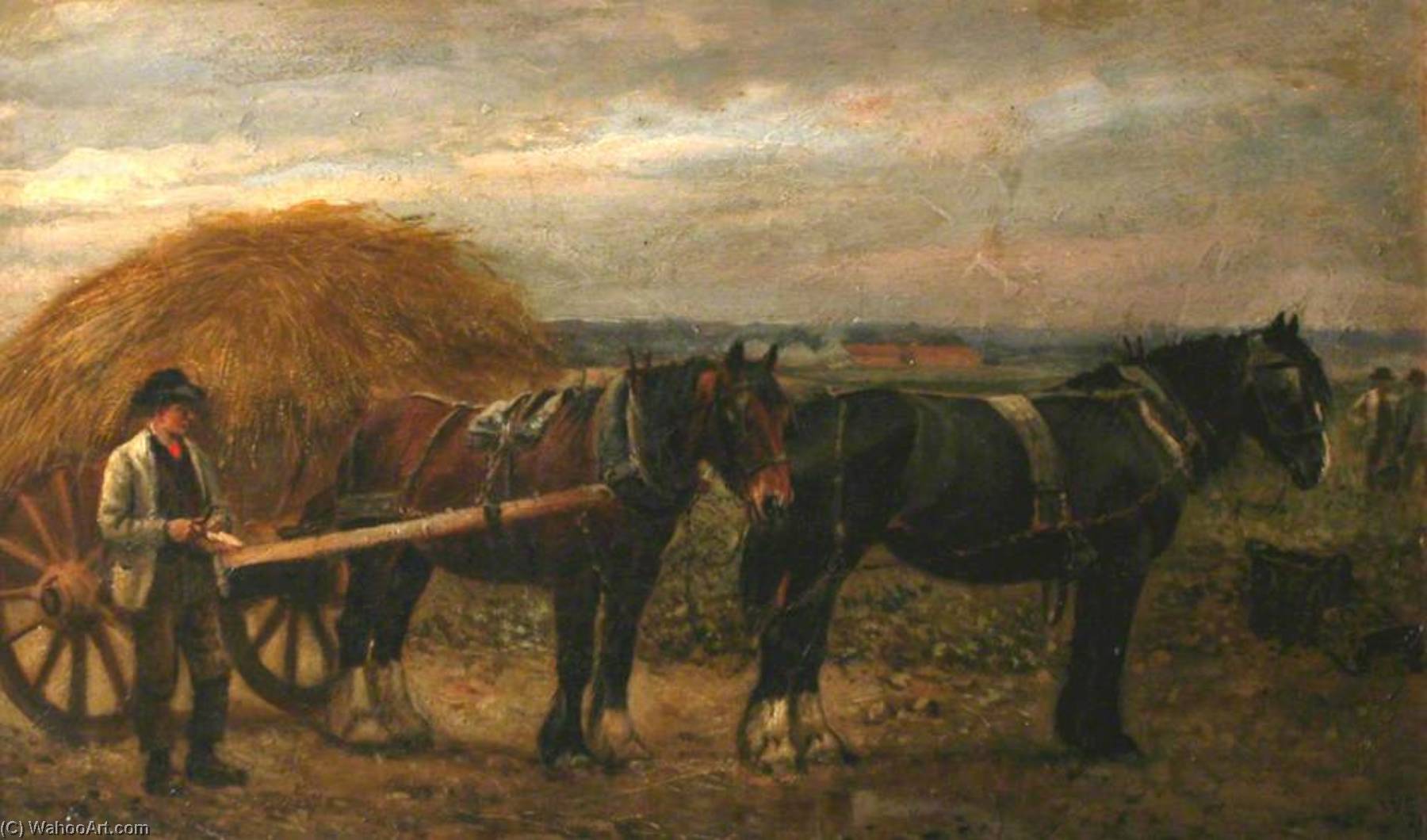 Men, Horses And A Hay Cart — William Edward Millner