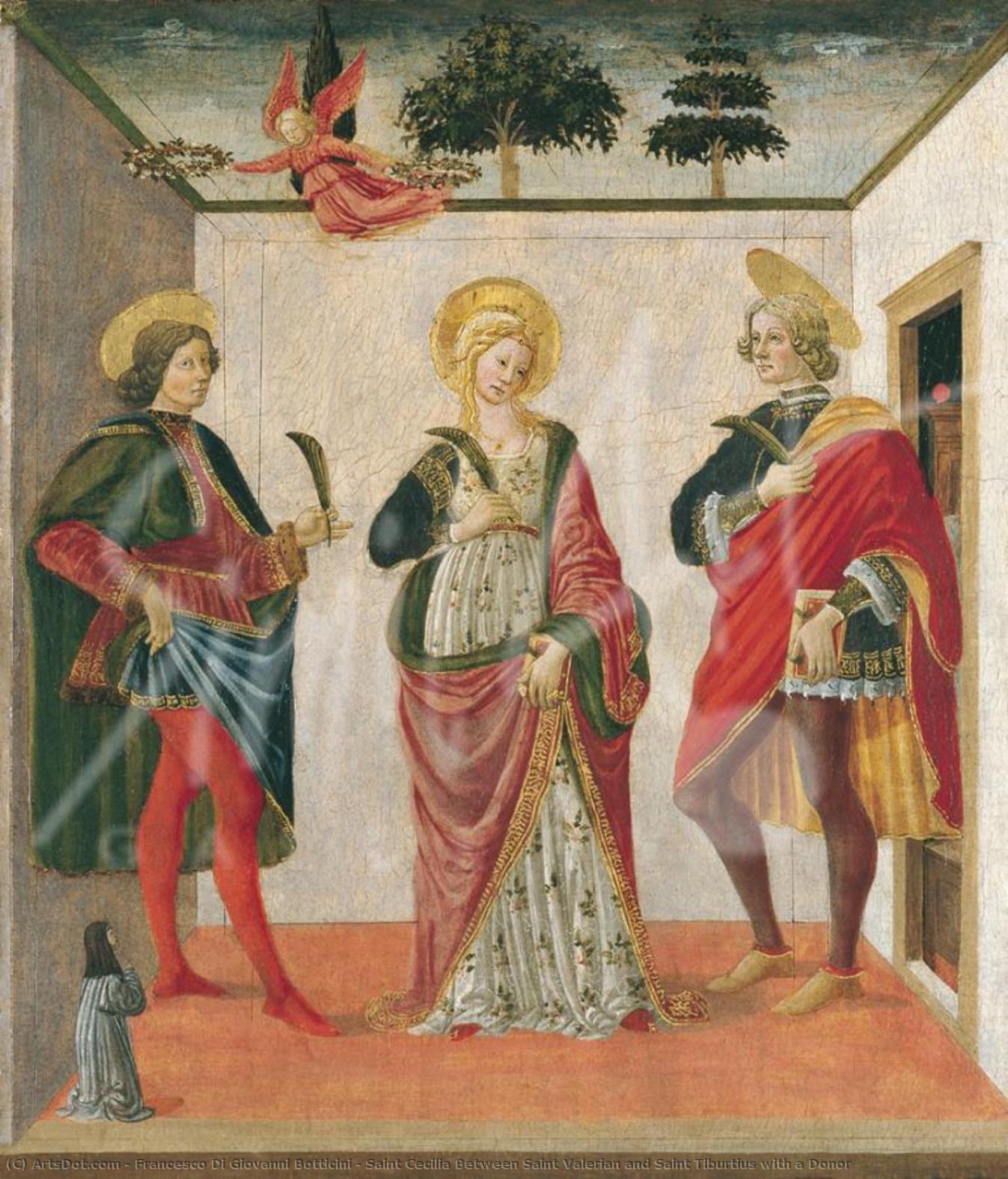 Saint Cecilia Between Saint Valerian And Saint Tiburtius With A Donor — Francesco Di Giovanni Botticini