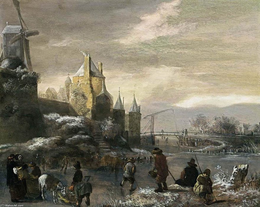 Winter Landscape With Skaters — Nicolaes Jansz Molenaar