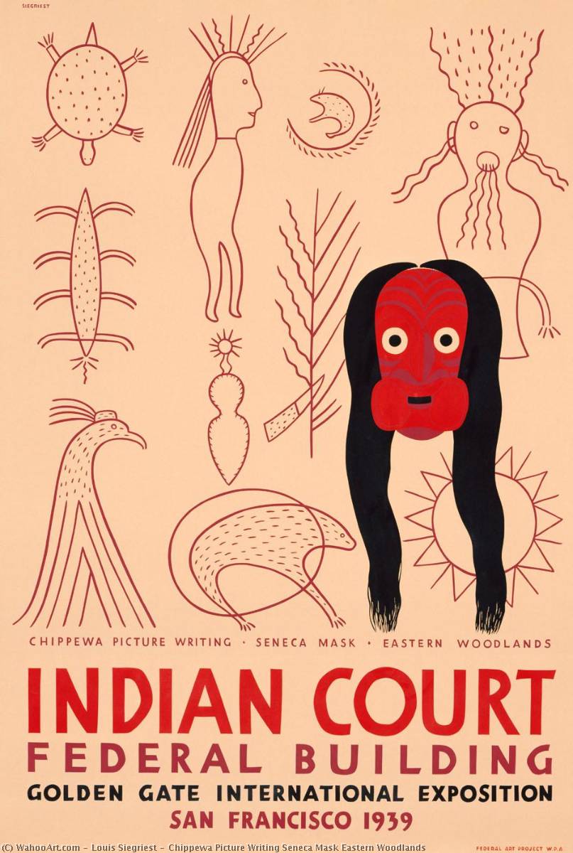 Chippewa Picture Writing Seneca Mask Eastern Woodlands — Louis Siegriest