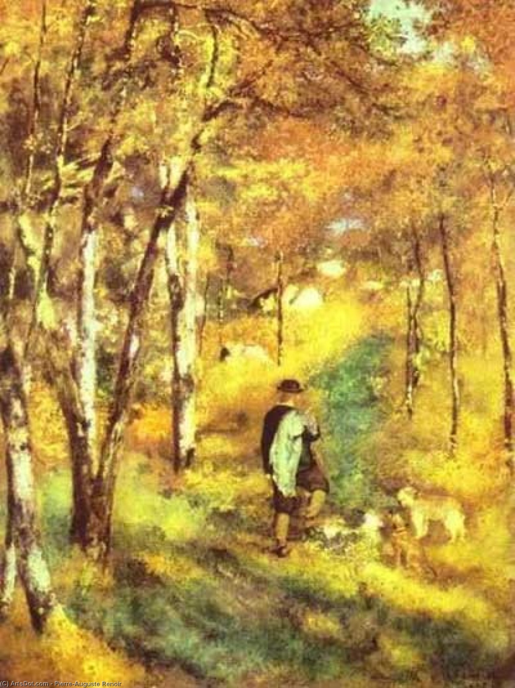 Young Man Walking With Dogs In Fontainebleau Forest - Der Junge Mann Mit Hunden Im Fontainebleau Wäldern — Pierre-auguste Renoir