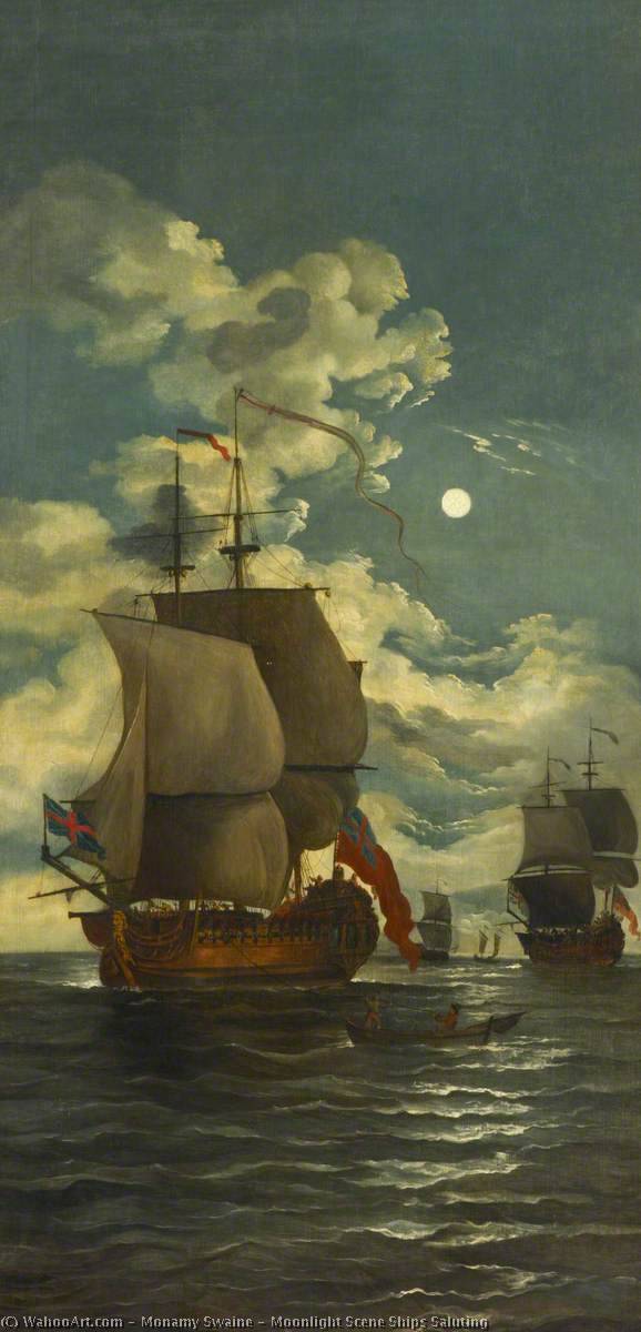 Moonlight Scene Ships Saluting — Monamy Swaine