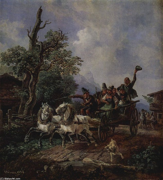 Landschaft Mit Bauernwagen — Heinrich Bürkel