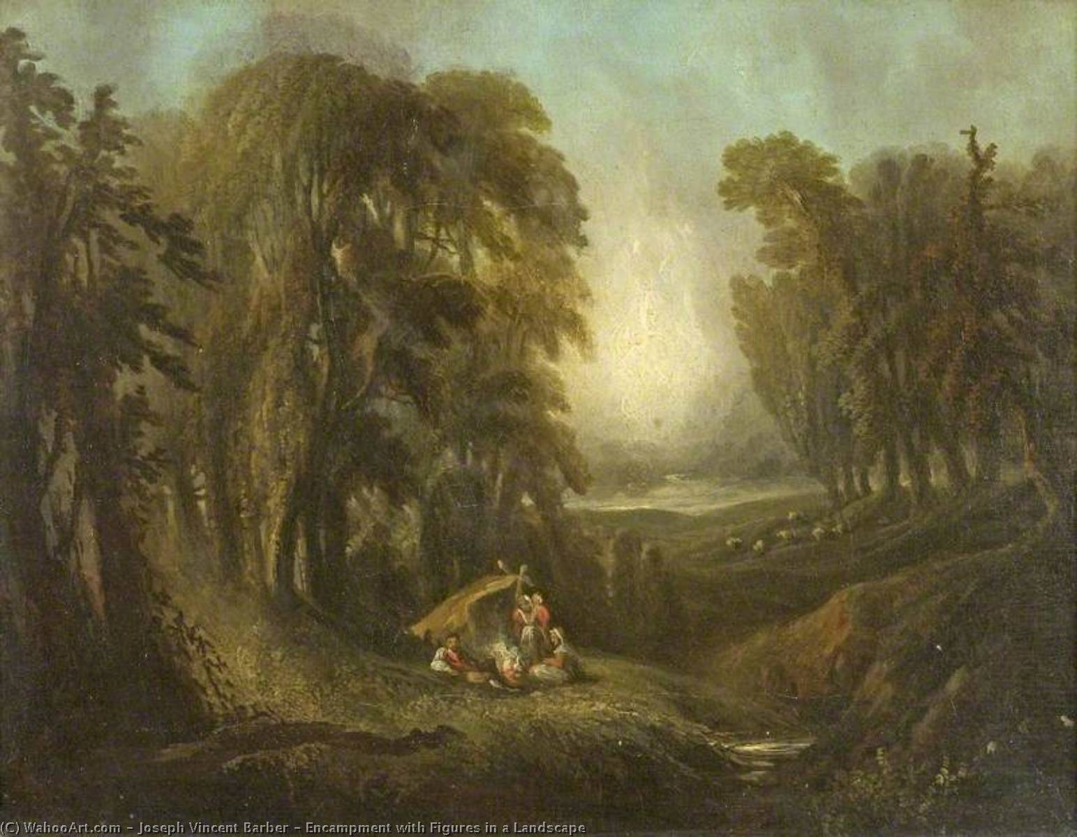 Encampment With Figures In A Landscape — Joseph Vincent Barber