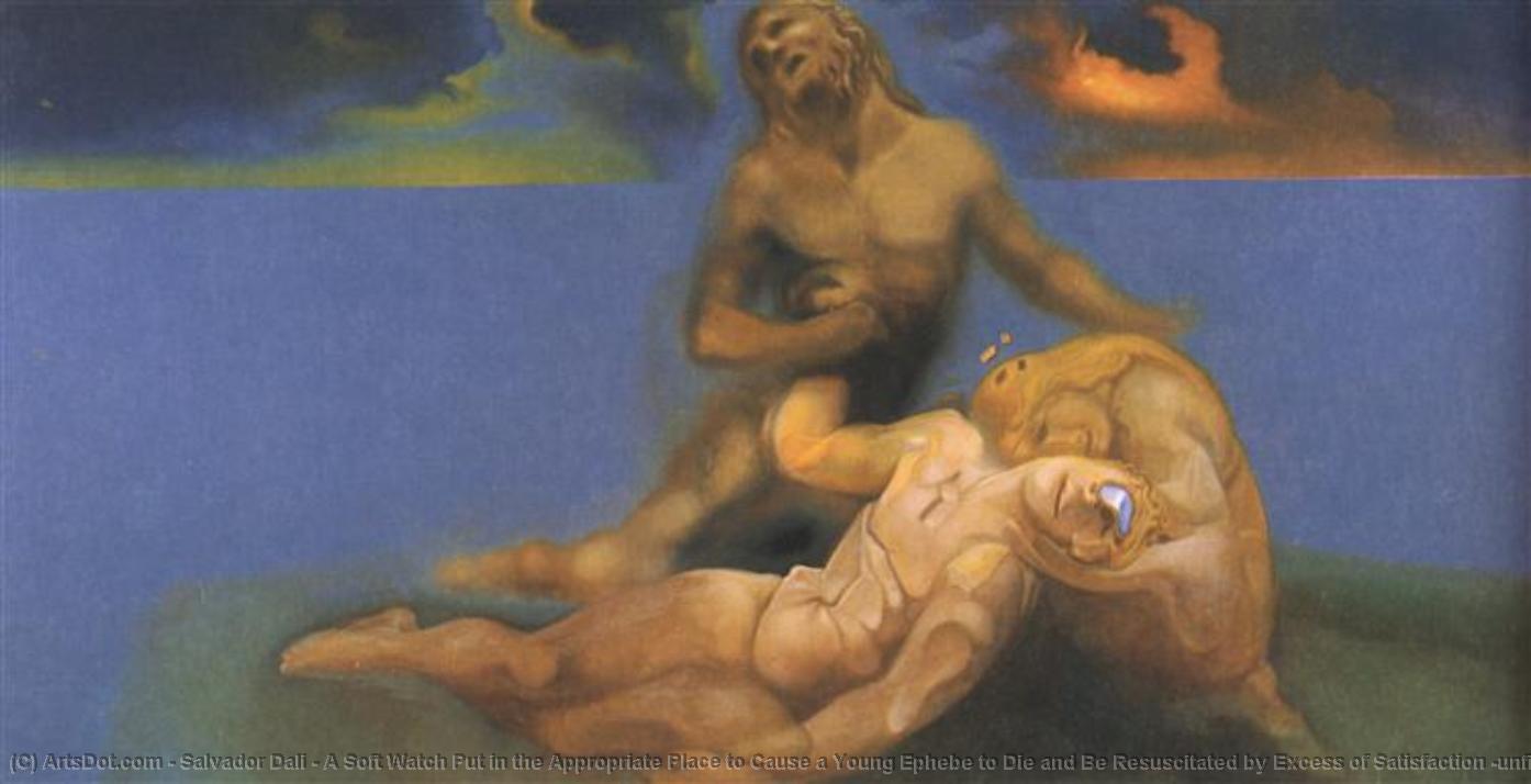 Ein Uhrwerk Auf Dem Geeigneten Ort Verursachte Den Tod Und Die Wiederbelebung Eines Jungen Epheben Durch Übermaß An Zufriedenheit (a Soft Watch Put In The Appropriate Place To Cause A Young Ephebe To Die And Be Resuscitated By Excess Of Satisfaction (unfi — Salvador Dalí