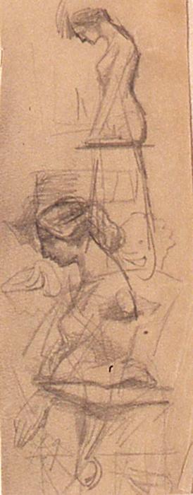 Female Figure From Side Looking Downward — John La Farge