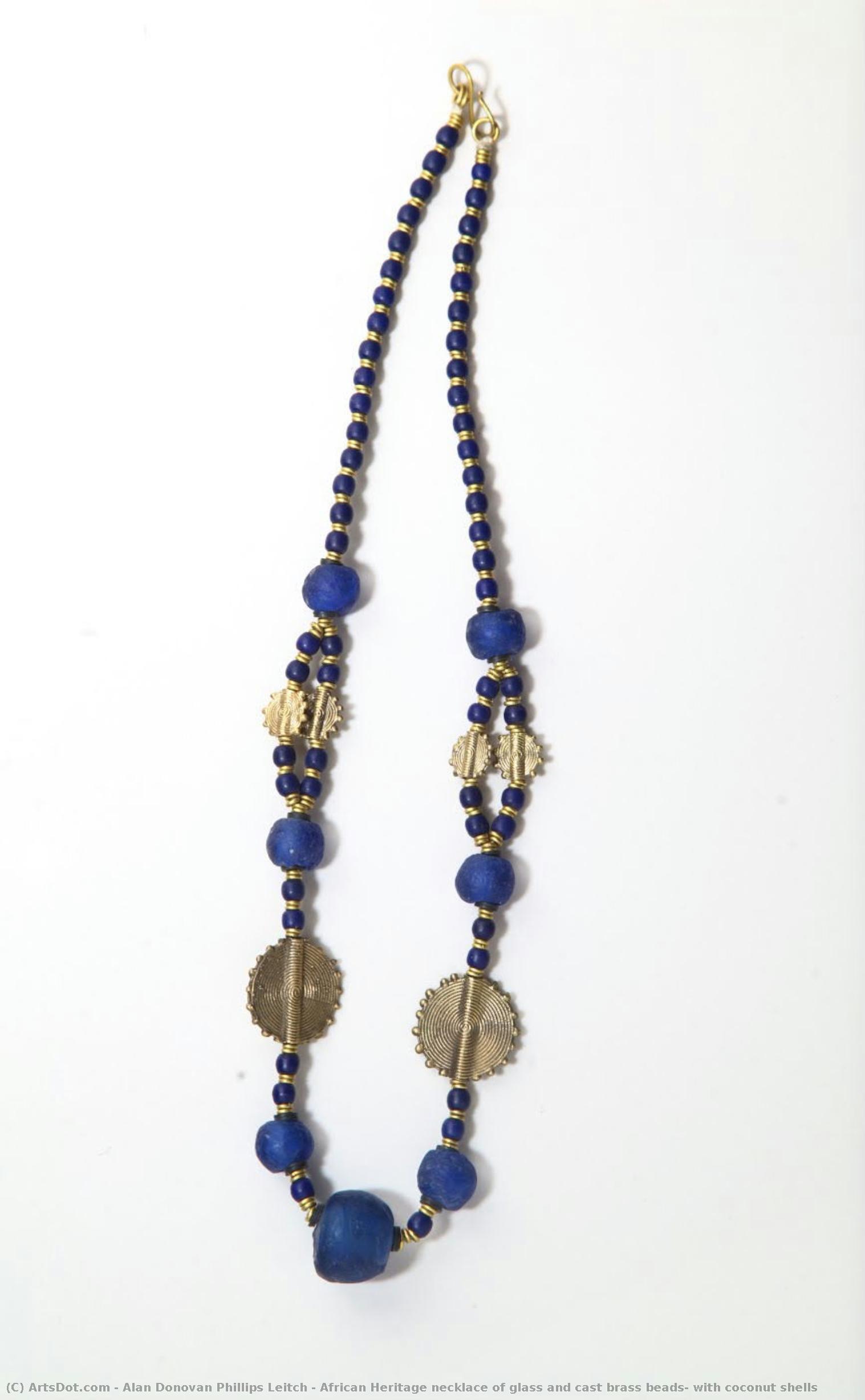 African Heritage Necklace Of Glass And Cast Brass Beads, With Coconut Shells — Alan Donovan Phillips Leitch