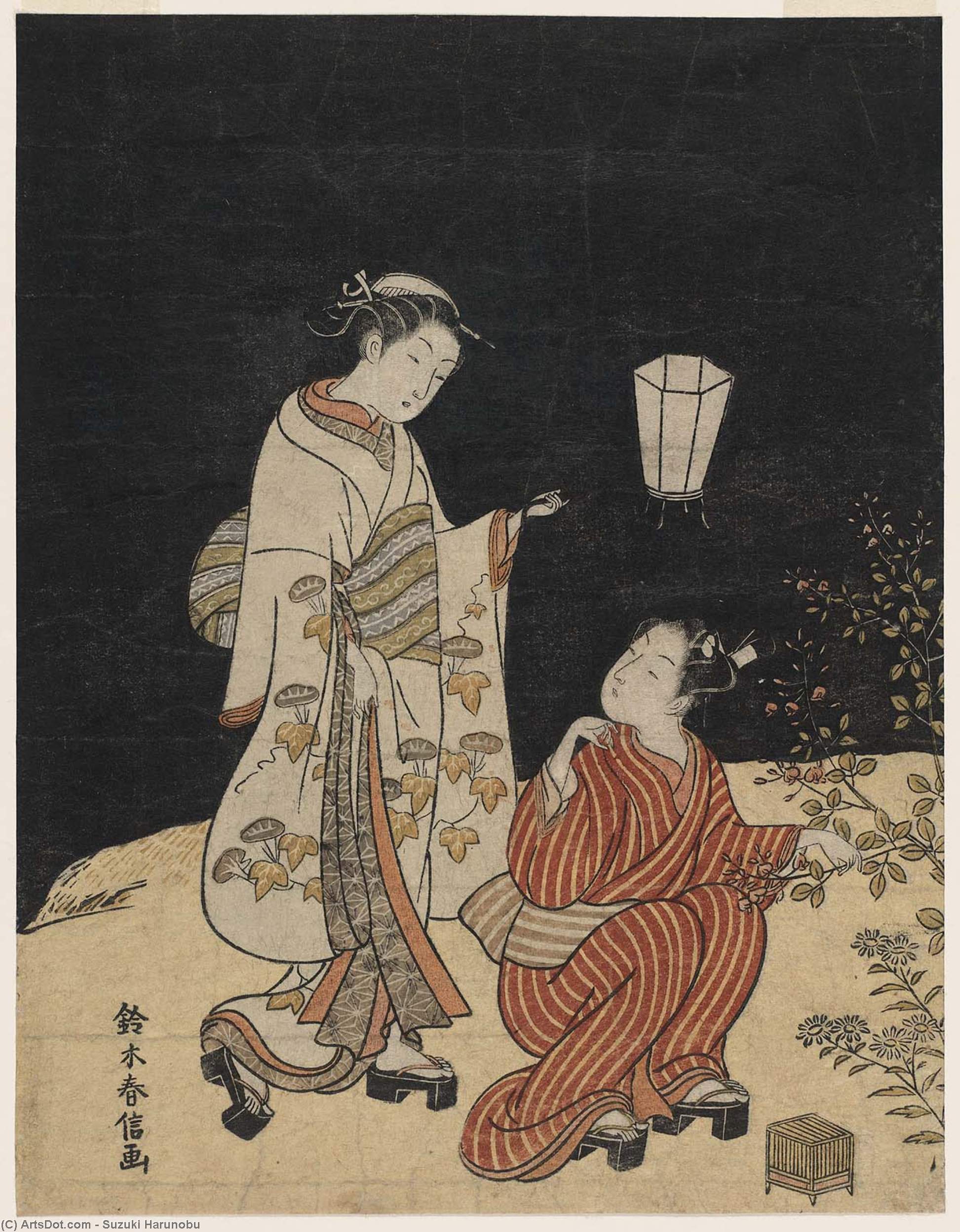 Young Man And Woman Hunting For Insects At Night — Сузуки Харунобу
