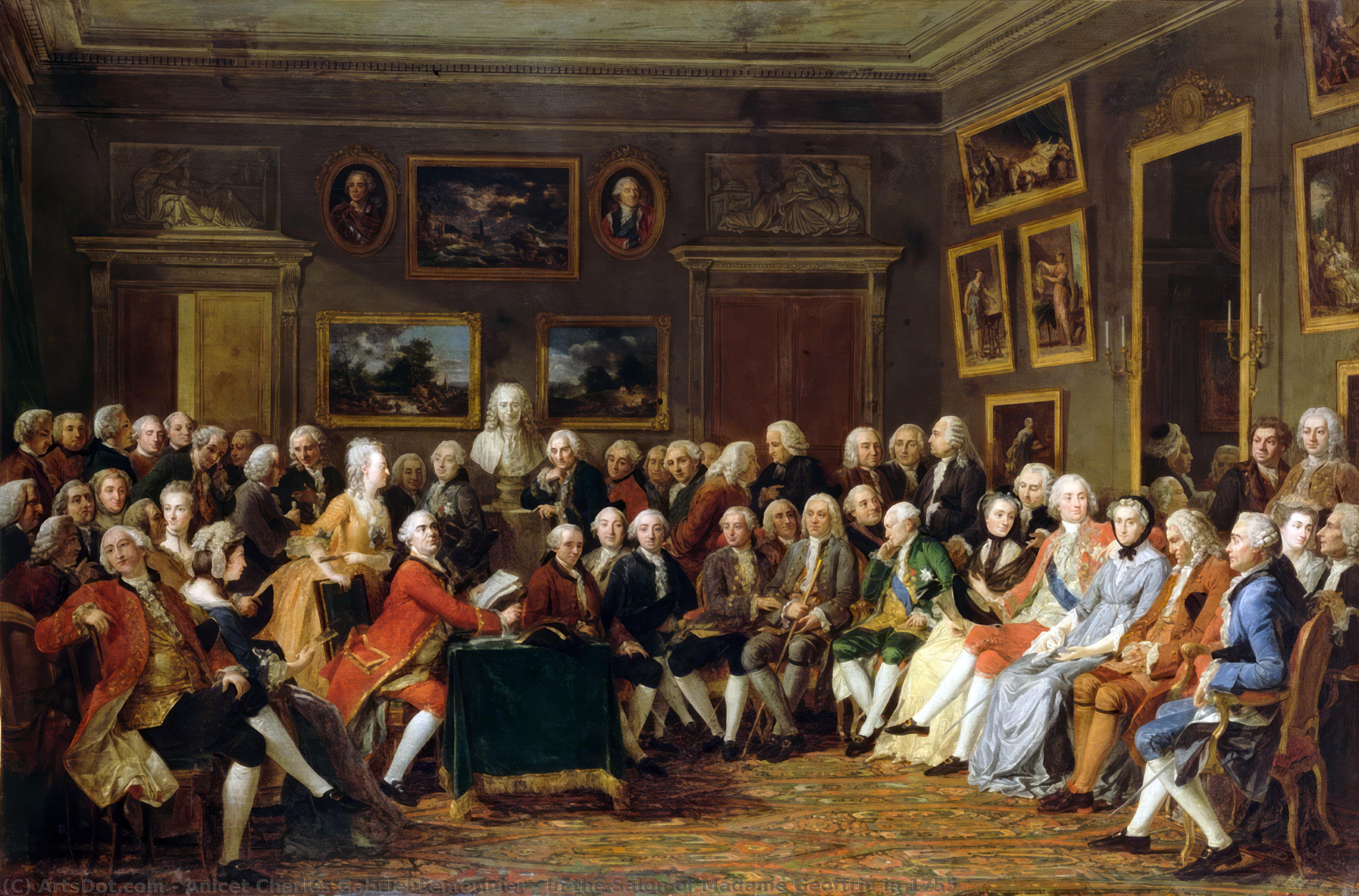 In The Salon Of Madame Geoffrin In 1755 — Anicet Charles Gabriel Lemonnier