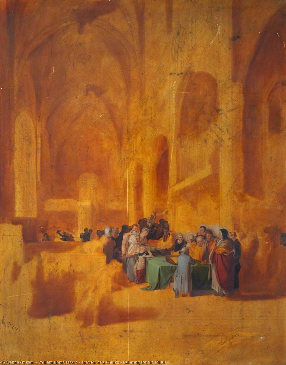 Interior Of A Church (balloting For The Militia) — William Home Lizars