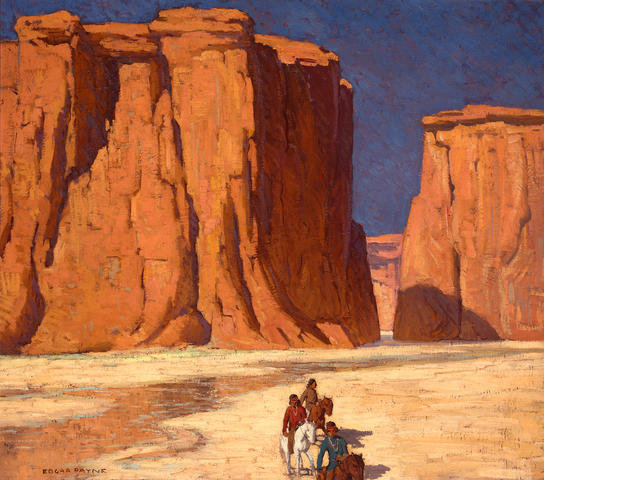Indians On Horseback Riding Through Canyon De Chelly — Edgar Alwyn Payne