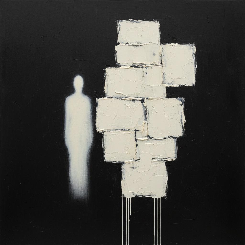 Ephemeral Silhouette Amidst The Weight Of Monochromatic Sculptural Shadows — Laurent Fabre