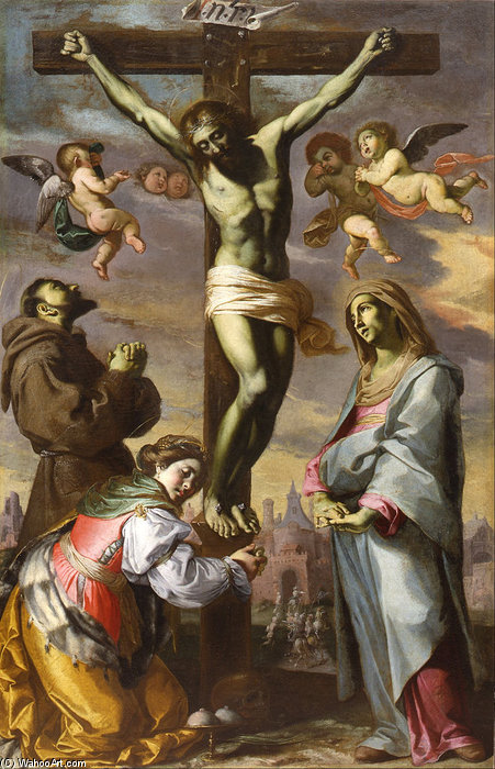 Crucifix With The Virgin And Saints Francis And Agatha — Bernardino Mei
