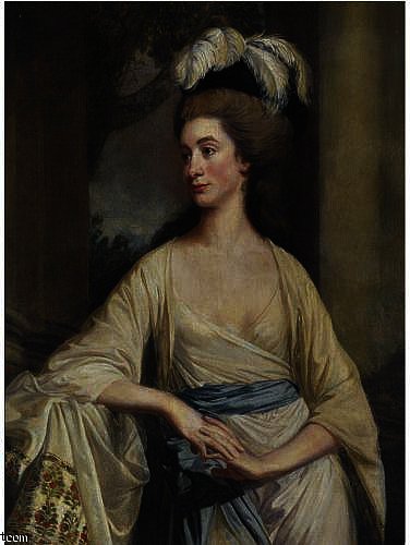 Standing On A Terrace Wearing A White Dress With Blue Sash — Sir Nathaniel Dance Holland