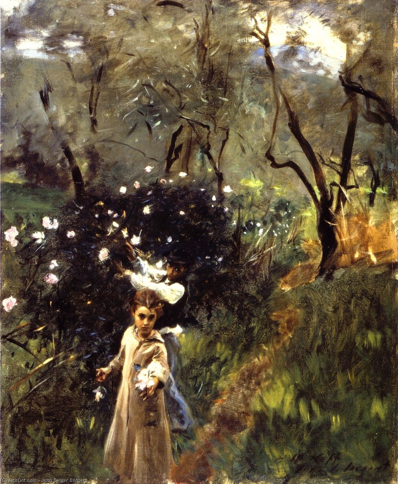 Children Picking Flowers (also Known As Gathering Flowers At Twilight) — John Singer Sargent