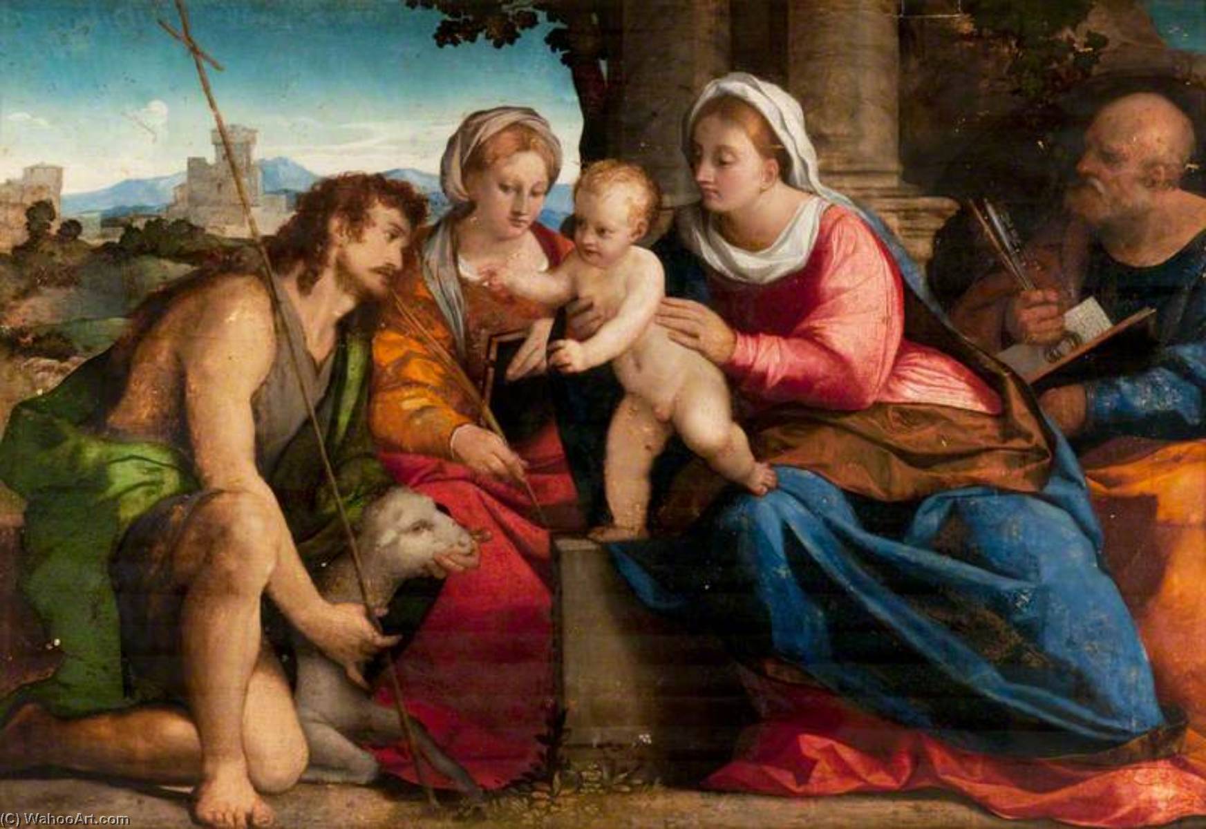 Virgin And Child With Saints John The Baptist, Peter And A Female Saint — Palma El Viejo