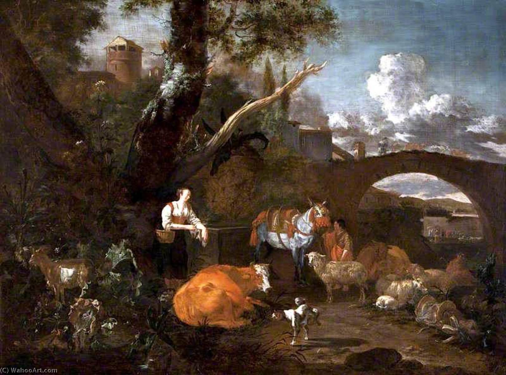 Landscape With Figures And Animals — Nicolaes Pietersz Berchem