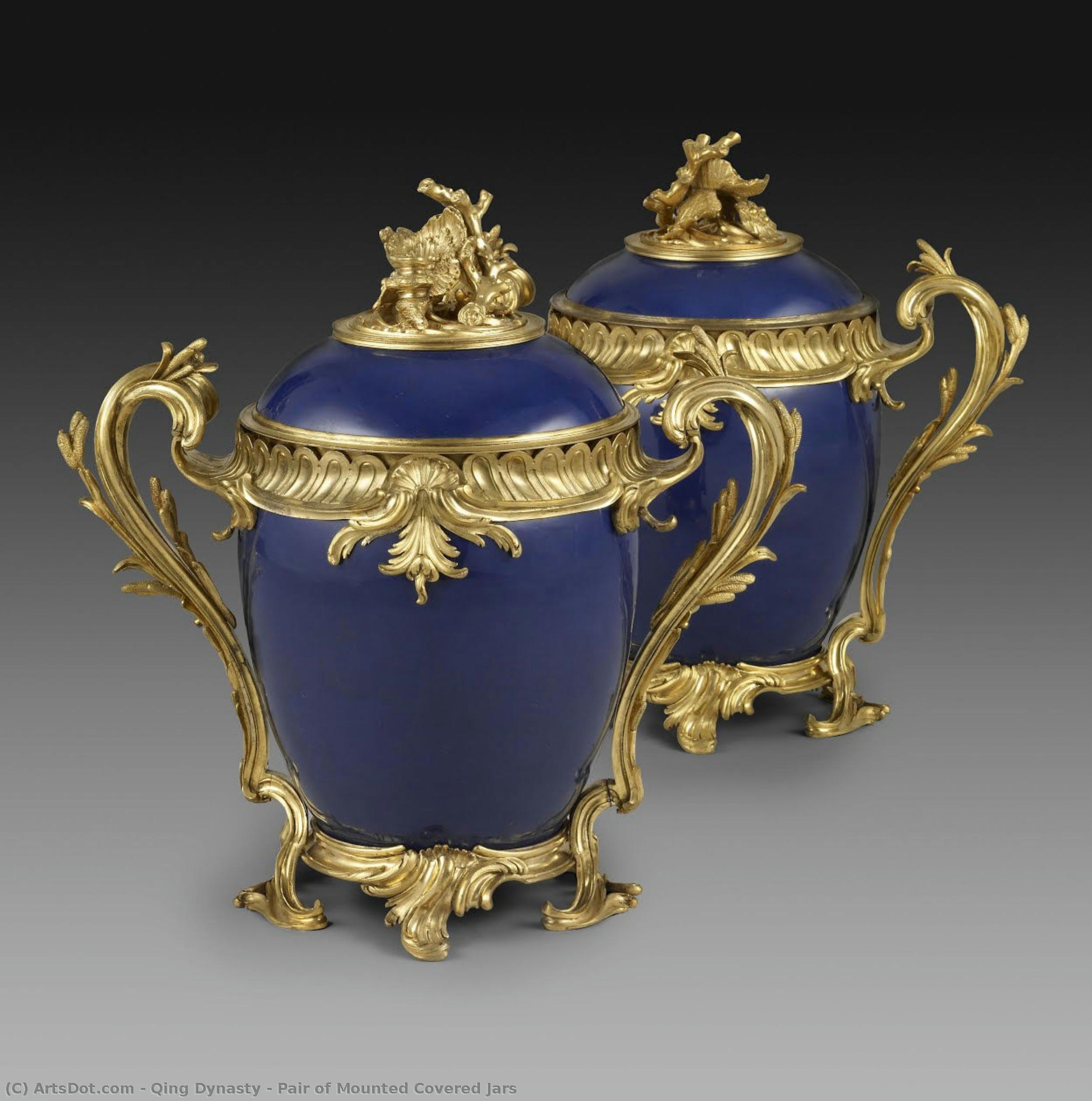 Pair Of Mounted Covered Jars — Qing Dynasty